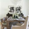 Black Stroke Abstract II paintings displayed side-by-side on dining room wall behind wood table and beige chairs