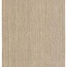 Full view of rectangular striped rug laid flat showing consistent gray and tan thin stripes