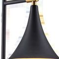 Close-up of the fluted matte black shade with matte brass joint detail