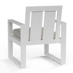 Rear view highlighting the wide slat back design of Newport Dining Chair in satin white finish