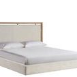 Kendall Bed angled view showing wood frame extending to legs and upholstered side panels