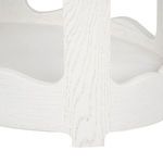 Detail of scalloped lower apron and vertical leg on white Scarlett 1-Drawer End Table