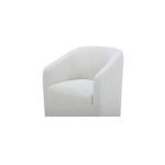 Close-up of chair’s front corner showcasing subtle upholstery texture and curve detail