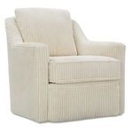 Three-quarter profile of chair revealing cushion thickness and armrest proportions