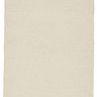 Hand-loomed solid cream rug with soft shearling texture and flatwoven light gray and ivory heathered edges