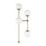 Armstrong 4 R Sconce with matte glass globes unlit on white, side angled from left