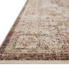 Close-up side view of Sorrento Mocha rug edge showing low pile and detailed border