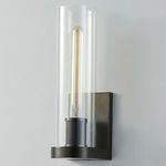 Side view of wall sconce mounted on light gray wall