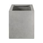 Planter viewed from shorter end showing smooth front face and wide concrete rim