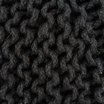 Close-up of chunky black jute knit showing thick twisted yarn texture