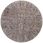 Round shaped Rosemarie Graphite / Multi Rug showing circular medallion pattern and distressed style