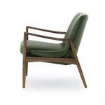 Angled side shot with chair showing clean joints in oak framing and smooth cushion