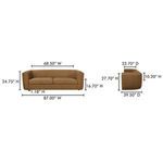 Dimensions graphic of Alora sofa showing width, height, and depth measurements in inches