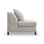 Side profile highlighting clean vertical backrest and thick cushioned seat of Tuxedo armless chair