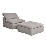 Terra Condo Ottoman paired with matching chair in light gray fabric