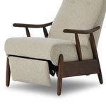 Close-up of Jarvis Recliner footrest extended covered in the same textured fabric as chair