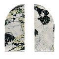 Top-front angle of Fossey Object pair showing full curvature and contrasting black, green, and white swirls