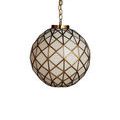 Pendant hanging with short ceiling plate and golden chain on plain white background