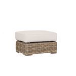 Havana Ottoman with premium all-weather wicker base in Aged Tobacco and thick beige outdoor cushion
