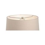 Top view of Ahmya Lamp showing beige fabric shade's interior structure and metal frame