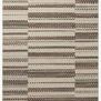 Rectangular indoor/outdoor rug in ivory and taupe with varied rectangular block pattern and textured stripes