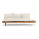 Simmons Outdoor Sofa front view with cushions arranged neatly on wooden base and black legs