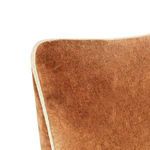 Close-up on corner showing soft cotton velvet texture and detailed beige piping