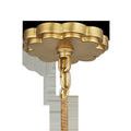 Top view showing floral-shaped gold leaf canopy and rattan-wrapped chain of Savoie Chandelier