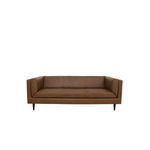 Reiteration of Woods sofa front view with visible fiber-topped cushions and slim wooden legs