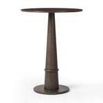 Goetz Bar + Counter Table front view with medium brown oak finish on base and tabletop