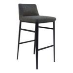 Baron Stool angled view showing profile of seat and backrest with black metal legs