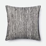 Claudia Pillow with vertical black and white striped textured fabric, square shape, plush and soft appearance