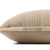 Side profile showing pillow thickness and flange edges on ivory-striped Howie Natural Pillow