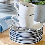 Product Image 2 for Beja Ceramic Stoneware Coffee Cup and Saucer, Set of 6 - White & Blue from Costa Nova