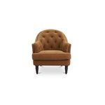 Ginger-toned Pandora Accent Chair with tufted curved back, piped cushions, and dark turned wood legs