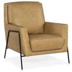 Amette Metal Frame Club Chair in Anker Sand top grain leather with slender black metal frame and sculptured modern shape