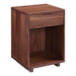 Osamu nightstand angled view showing rounded edges and walnut wood grain on top and sides
