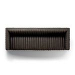 Top-down view of sofa showing vertical channeling on seat and arms with squared edges