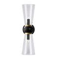 Byford Bath Wall Sconce facing slightly right on white background with visible light bulbs inside glass cones