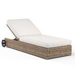 Havana Adjustable Chaise in aged tobacco all-weather wicker with white cushions and 5 adjustable positions