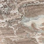 Detailed close-up of marble texture showing mix of grey, cream, and light green veins