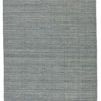 Low-profile handwoven indoor/outdoor rug in a heathered dark blue and gray polyester weave with subtle horizontal texture