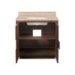 Detailed interior shot of cabinet doors with integrated trays attached inside