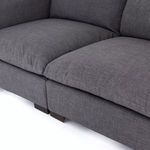 Close view of two seat cushions and gap detail between sections of Westwood sofa