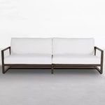 Avondale Aluminum Sofa front view with brown aluminum frame and white cushions