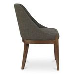 Side profile of Edward dining chair showing sloped back and wood grain texture on legs