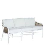Havana Euro outdoor sofa with white cushions, natural cane sides, and white metal frame