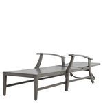Side view of chaise frame without cushions showing extended slatted seat and adjustable backrest