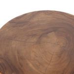 Partial top view of the end table showing wood grain rings and a large central crack