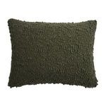 Rectangular Murphy Pillow in dark olive with plush bouclé texture featuring curly knots and loops